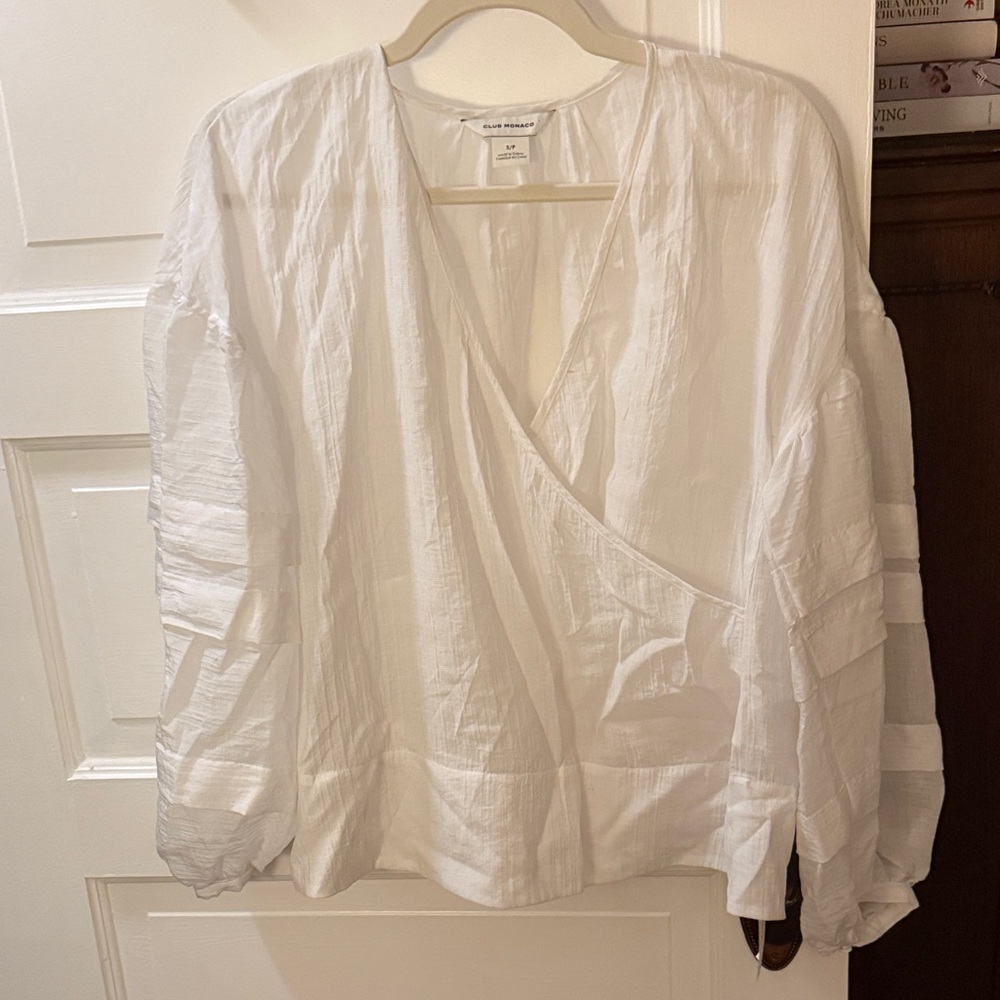 Club Monaco White Wrap Blouse